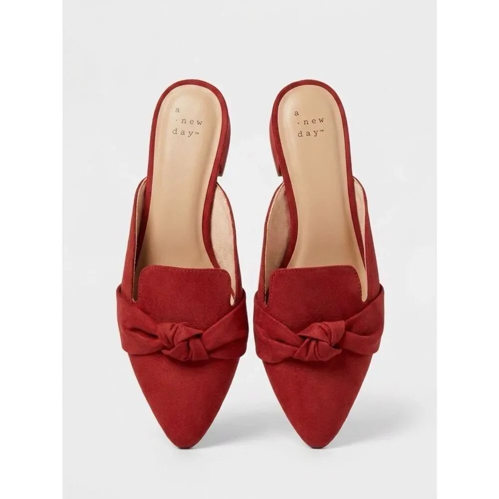 A New Day Women's Knotted Red Mules 8.5 New